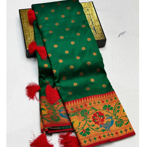 Lotus Peacock Brocade Paithani Saree