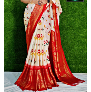 Soft Pure Dola Silk Ikkat Digital Print Saree