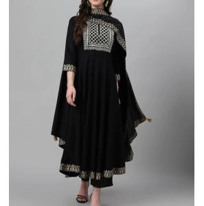 Fancy Rayon Kurti-Plazzo And Bandhani Print Dupatta