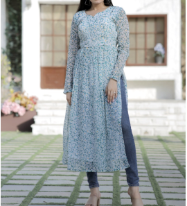 BEAUTIFUL NAIRA CUT LONG KURTI PLAZZO WITH DUPATTA