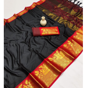 Party Wear Cotton Silk Sarees In Black