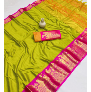Pure Mercerised Cotton Silk Saree In Yellow