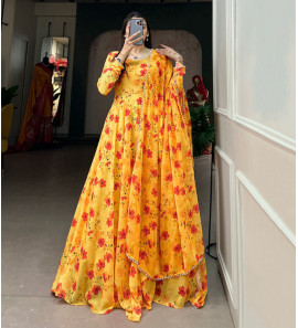 Party Wear Georgette Gown With Dupatta
