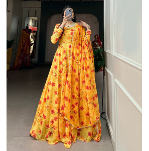 Party Wear Georgette Gown With Dupatta