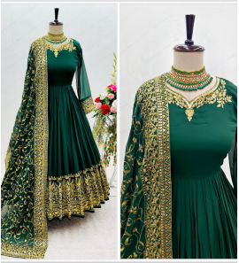 New Designer Georgette Gown With Dupatta Set