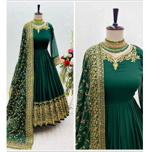 New Designer Georgette Gown With Dupatta Set