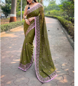Fancy Soft Georgette Saree With Elegant Pallu
