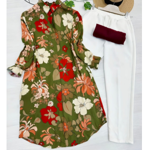 Elegant Printed Rayon Kurti Plazzo