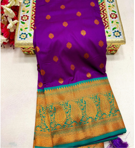 Kuhiri Border Kanjivaram Soft Silk Paithani Sarees