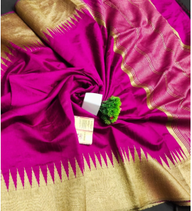 Beautiful Raw Silk Saree With Both Side Temple Border