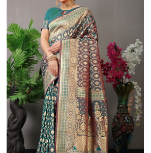 Kanchipuram Pure Silk Handloom Saree With Gold Jari