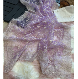 Pure Organza Silk Saree With Sequence Work