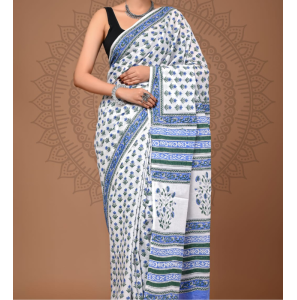 Pure Cotton Mulmul Saree With Blouse Pure Cotton Mulmul Saree With Blouse