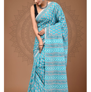 Elegant Pure Cotton Mulmul Saree With Blouse