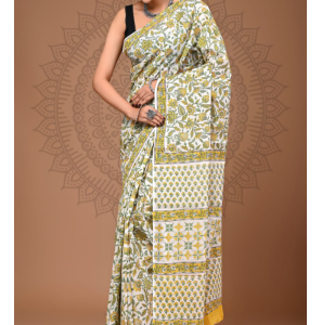 Elegant Pure Cotton Mulmul Saree With Blouse