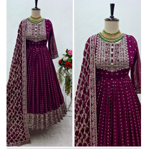Purple Colour Party Wear Georgette Long Gown