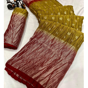 Fancy Moss Chiffon Saree With Crush Work
