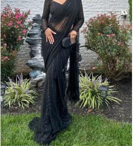 Fancy Lace Georgette Saree With Sequence Work