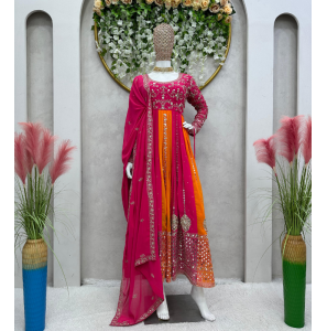 New Faux Georgette Gown With Dupatta New Faux Georgette Gown With Dupatta