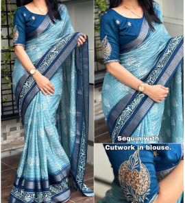 New Maslin Cotton Saree With Viscose Lining Weaving