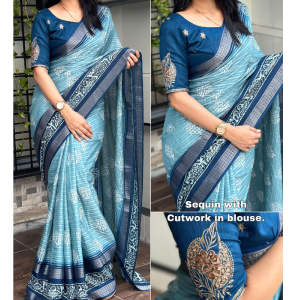 New Maslin Cotton Saree With Viscose Lining Weaving