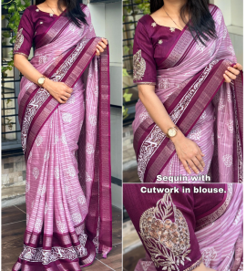 New Maslin Cotton Saree With Viscose Lining Weaving