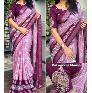 New Maslin Cotton Saree With Viscose Lining Weaving