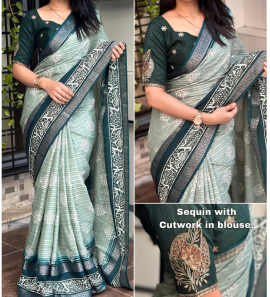 New Maslin Cotton Saree With Viscose Lining Weaving