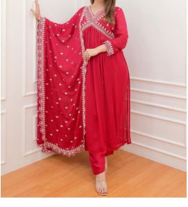 Latest Georgette Anarkali Gown With Embroidery Work