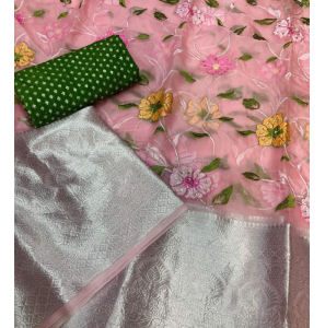 Pure Kanchipuram Organza Saree With Digital Print