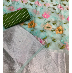 Pure Kanchipuram Organza Saree With Digital Print