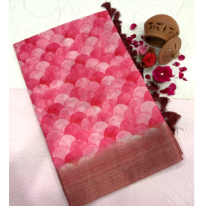 Soft Traditional Print Organza Saree
