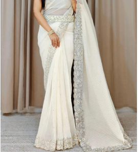 Fancy Crushed Georgette Sarees With Blouse