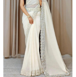 Fancy Crushed Georgette Sarees With Blouse