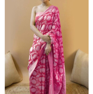 Stunning Soft Litchi Silk Saree In Pink