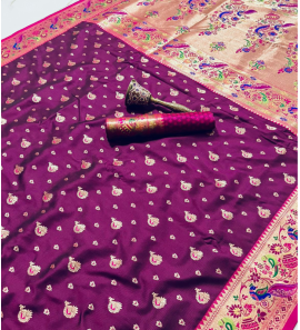 Purple Colour Pure Soft Silk Saree With Blouse