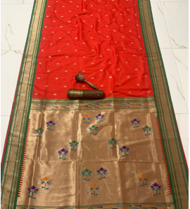 Pure Soft Kanchivram Pathani Silk Saree In Red