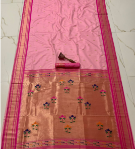 Pure Soft Kanchivram Pathani Silk Saree In Pink