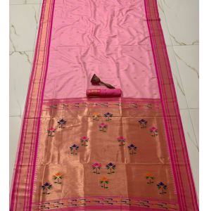 Pure Soft Kanchivram Pathani Silk Saree In Pink