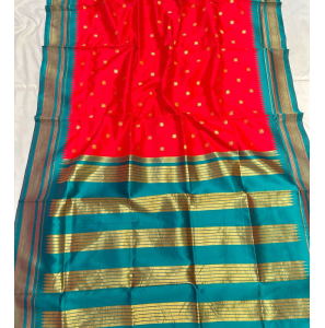 Red Colour Erkal Paithani Saree With Blouse