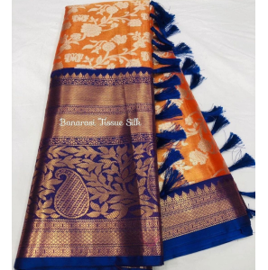 Soft Silk Saree With Self Zari Weaving Design 