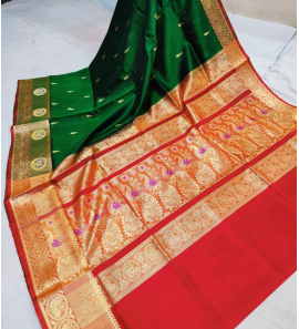 Pure Silk Handloom Big Border Peshwai Sarees 