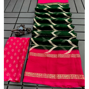 Pure Heavy Crepe Moss Silk Saree
