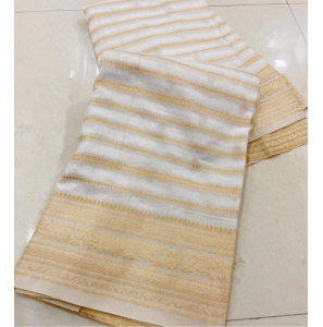 Pure Soft Khadi Georgette Silk Saree In White