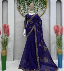 Same Colour Beautiful Designer Saree 