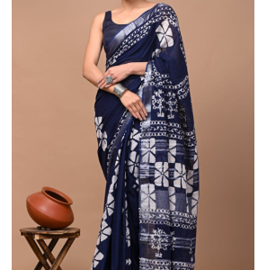 Pure Cotton Linen Saree In Black Colour