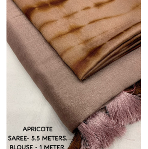 Beautiful Soft Vichitra Silk Plain Saree With Cotton Tassels