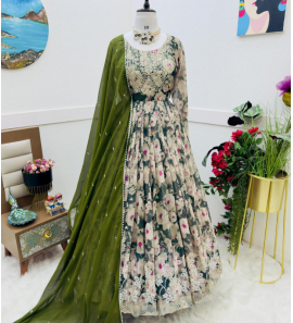 New Designer Party Gown With Dupatta Set