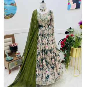 New Designer Party Gown With Dupatta Set