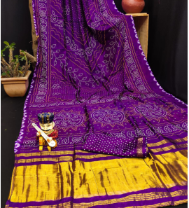 Soft Silk Khadi Print Saree In Purple Colour